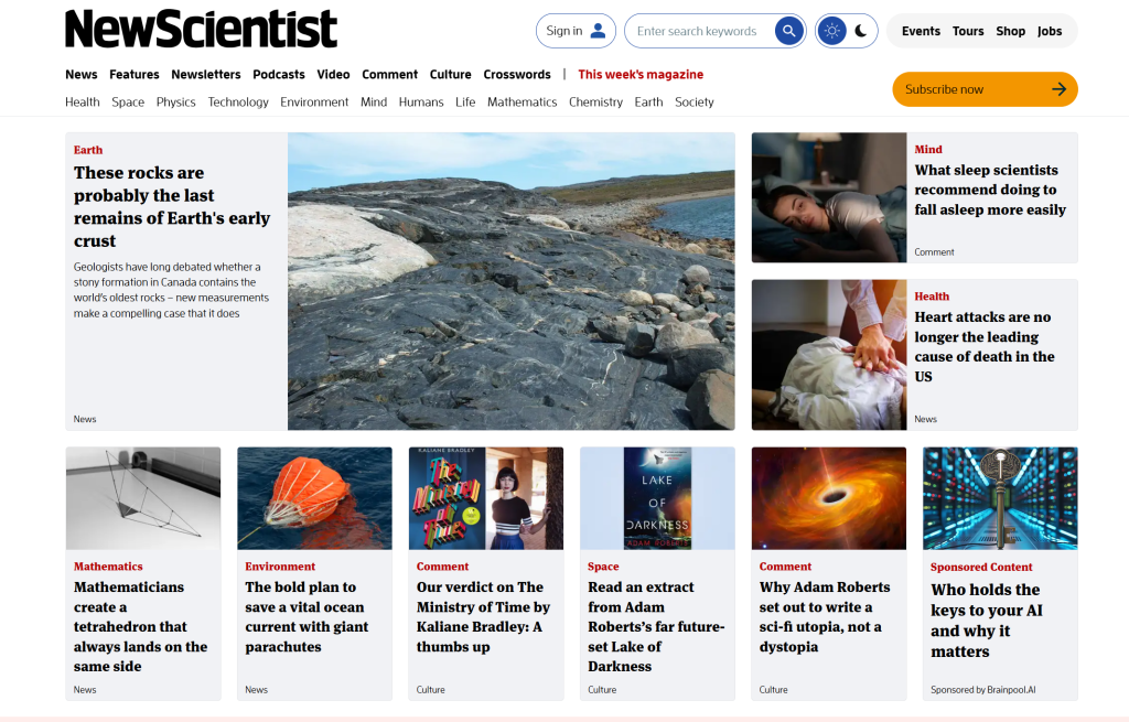 A New Scientist címlapján